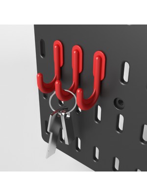 Smilesepet Çok Amaçlı Organizatör Pano Parçası Kanca 3 Adetkırmızı