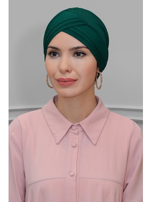 Hürrem Bone Zümrüt Pratik Hazır Geçmeli Tesettür Bone Sandy Kumaş Üç Çapraz 1803_37
