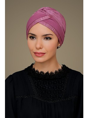 Hürrem Bone Gül Kurusu Pratik Hazır Geçmeli Tesettür Bone Fukuro Piliseli Tek Bantlı Çapraz Büzgülü 1821_18