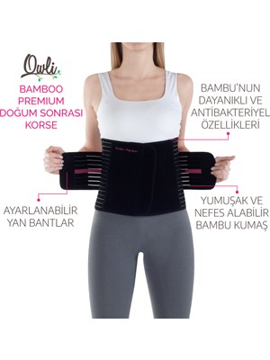 Owli Bamboo Premium Doğum Sonrası Korse Siyah