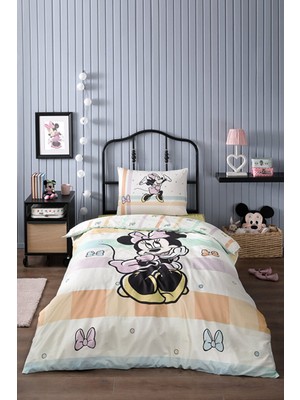 Özdilek Minnie Mouse Happy Tek Kişilik Disney Lisanslı Lastikli Fitted Çarşaf Çocuk Nevresim Takımı