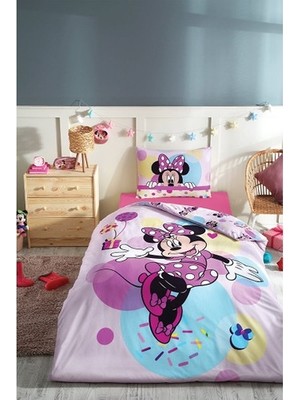 Özdilek Minnie Mouse Happy Tek Kişilik Disney Lisanslı Lastikli Fitted Çarşaf Çocuk Nevresim Takımı