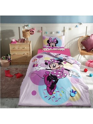 Özdilek Minnie Mouse Happy Tek Kişilik Disney Lisanslı Lastikli Fitted Çarşaf Çocuk Nevresim Takımı