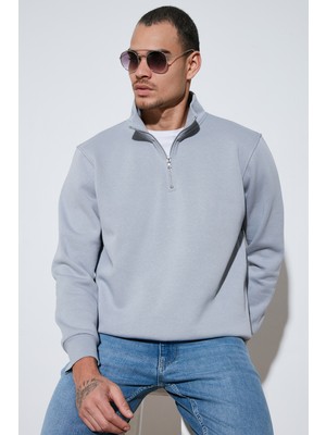 Buratti Pamuklu Regular Fit Yarım Fermuarlı Dik Yaka Sweat Erkek Sweat 59052592