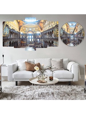 Zevahir Mobilya Dekorasyon Zevahir 5 Parça Mdf Ayasofya Camii Tablo Ve Mdf Saat Kombin