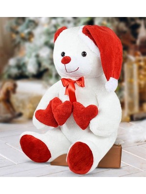 Özgüner Oyuncak Ayıcı Oyuncak Yılbaşı Özel 90 cm Üç Kalpli Noel Ayıcığı