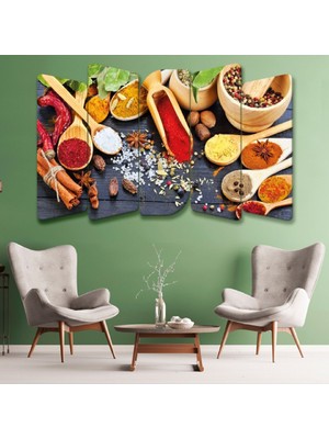 Zevahir Mobilya Dekorasyon 5 Parça Mdf Baharat Mutfak Tablosu