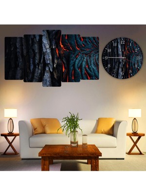 Zevahir Mobilya Dekorasyon Zevahir 5 Parça Mdf Ağaç Kavuğu Tablo Ve Mdf Saat Kombin