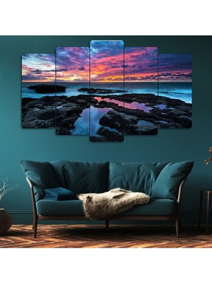 Zevahir Mobilya Dekorasyon 5 Parça Mdf Deniz Kenarı Manzara Tablosu