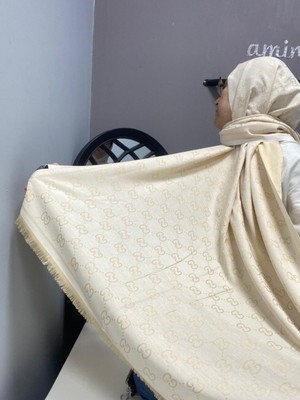 G Desen Kaşmir Ipek Şal Bej Renk