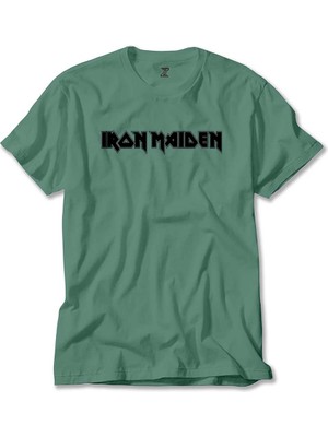 Z zepplin Iron Maiden Black Text Yeşil Tişört