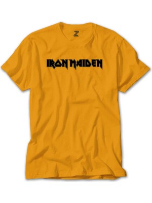 Z zepplin Iron Maiden Black Text Sarı Tişört
