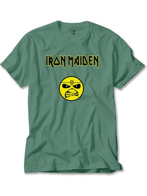 Z zepplin Iron Maiden Face Yeşil Tişört