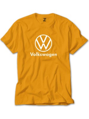 Z zepplin Volkswagen New Logo Text Sarı Tişört