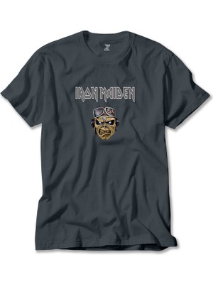Z zepplin Iron Maiden Zombie Face Füme Tişört