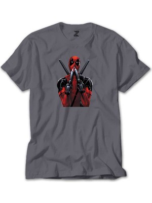 Z zepplin Deadpool Guns Gri Tişört