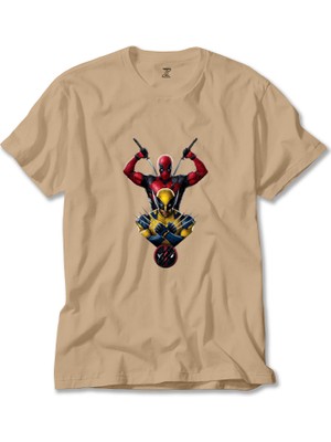Z zepplin Deadpool Wolverine Warrios Krem Tişört