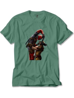Z zepplin Deadpool Wolverine Yeşil Tişört