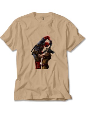 Z zepplin Deadpool Wolverine Krem Tişört