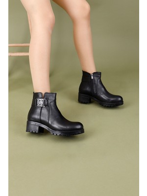 Getcho Ayza Kadın  Deri Siyah Bot