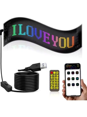 Pixel LED Panel Digital Ekran Animasyon Yazı Ekleme Telefondan Kontrol Göz Amimasyon 37CM Uzunlukta (16×64)