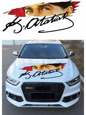 Atatürk Gözleri ve Imza Sticker Araba Oto Motosiklet Karavan Sticker Etiket 01575