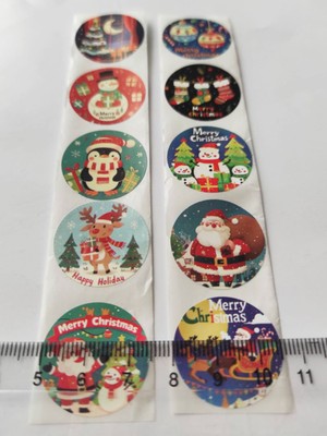 Beyhan Bayhan 80 Adet 2,5 cm Renkli Merry Christmas Baskılı Etiket Sticker - Yılbaşı  Paketi Etiketi