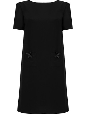 Cep Detaylı Mini Elbise Siyah INTP1102_001