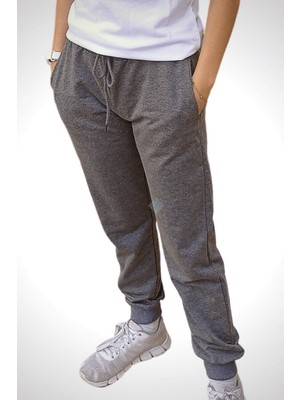 Unisex Çocuk Beli Lastikli Cepli Jogger Eşofman Altı Gri Renk 7-8 Yaş - Gri