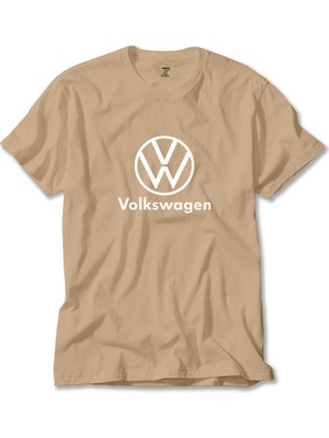 Z zepplin Volkswagen New Logo Text Krem Tişört