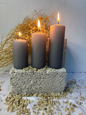 Usta Mum 3 Adet Silindir Mum 11-9-7 Cm Çap 4 Cm