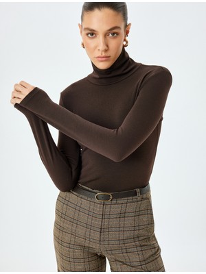 Koton x Melis Ağazat - Slim Fit Uzun Kollu Balıkçı Yaka Tişört