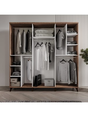 GuneyStore Mdf Sport 6 Kapaklı Atlantik Çam-Aynalı Gardırop