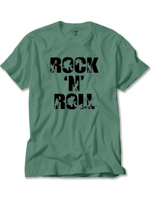Wakha Black Rock 'n' Roll Text Yeşil Tişört