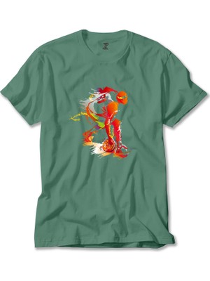 Wakha Red Basketball Between The Legs Yeşil Tişört