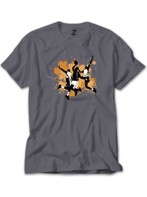 Wakha Baller Brown Stain Gri Tişört