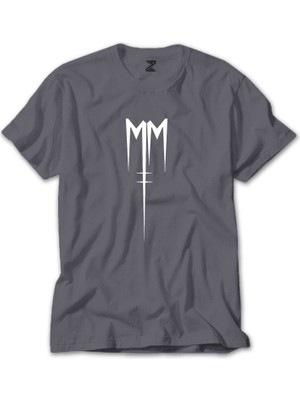 Wakha Marilyn Manson Born Villain Logo Gri Tişört