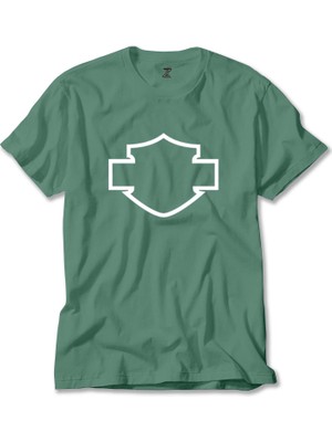 Wakha Harley Davidson Motorcycle Tema Yeşil Tişört