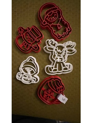 5'li Christmas Kurabiye Kalıbı / Yılbaşı Kurabiye Kalıbı Kurabiye Kardan Adam Çam Ağacı Noel Baba