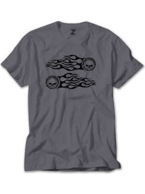 Wakha Harley Davidson Fire Gri Tişört