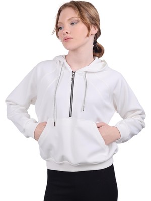 Rays 9162M Yarım Fermuar Detay Sweat Beyaz