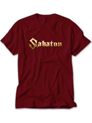 Z zepplin Sabaton Logo Gold Kırmızı Tişört