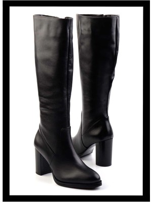 Bambi Siyah  Deri Kadın Çizme K03351322503