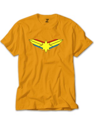 Z zepplin Captain Marvel Logo Sarı Tişört