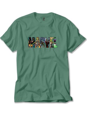 Z zepplin Marvel Heroes In Post Yeşil Tişört