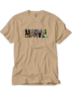 Z zepplin Marvel Heroes In Post Krem Tişört