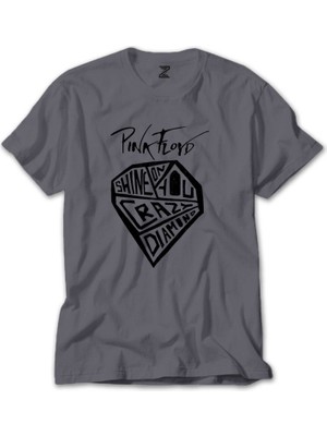 Z zepplin Pink Floyd Crayz Diamond Gri Tişört