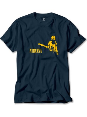 Z zepplin Nirvana Kurt Cobain Lacivert Tişört