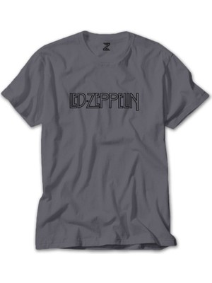 Z zepplin LED Zeppelin Logo 2 Gri Tişört