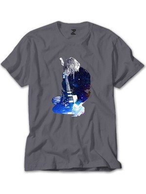 Z zepplin Nirvana Kurt Cobain Galaksi Gri Tişört